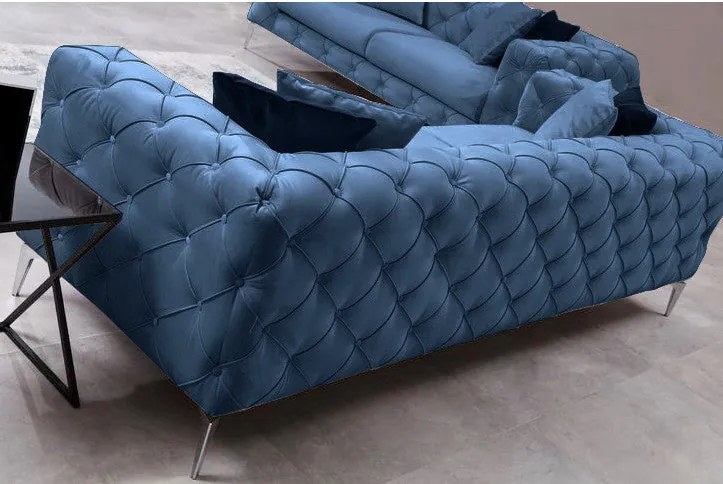 Sofá de 3 Lugares Como – Azul – 237 cm x 73 cm x 90 cm