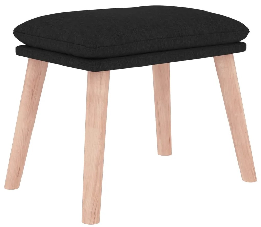 Cadeira de baloiço com apoio de pés tecido preto