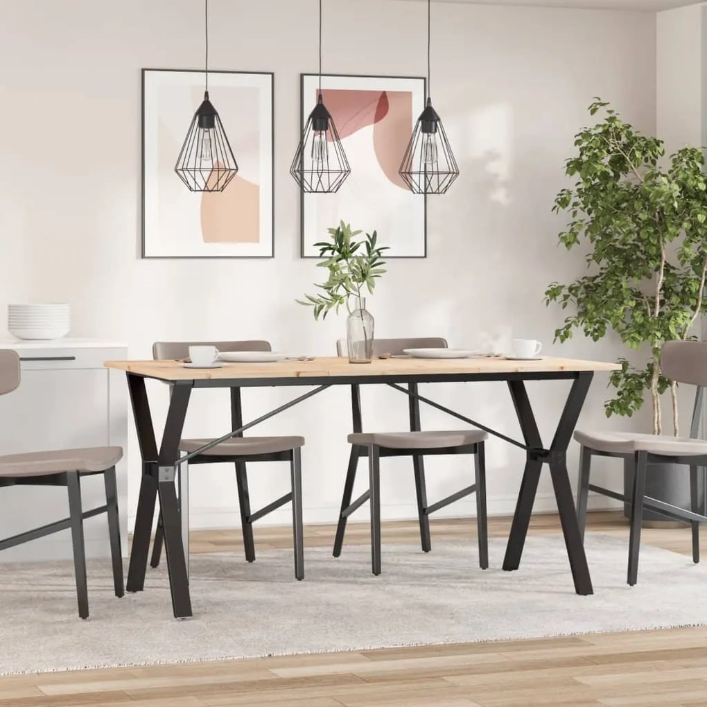 Mesa de jantar estrutura em Y 140x80x75cm pinho e aço