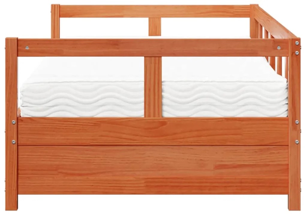 Sofá-cama com colchão 90x200 cm pinho maciço castanho-mel