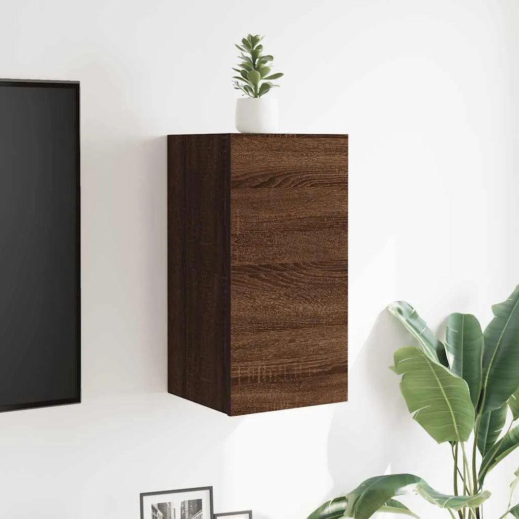 Móveis de TV de parede 2pcs 30,5x30x30 cm cor carvalho castanho