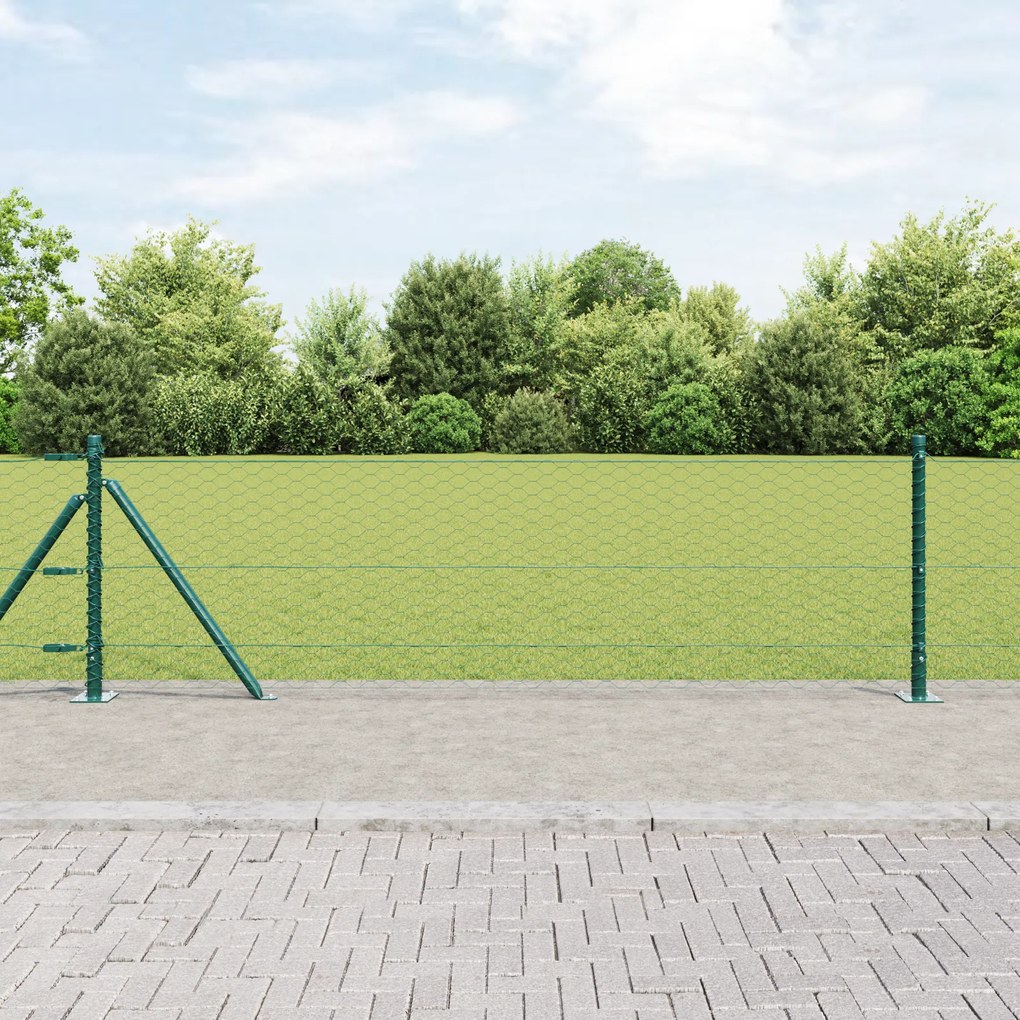 Cerca Hexagonal vidaXL Verde 0.6x10 m Aço