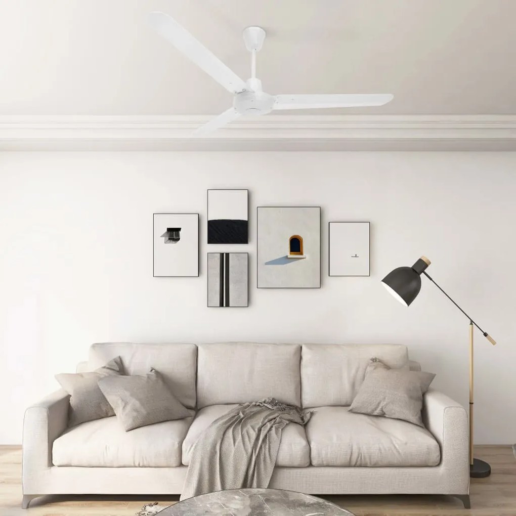 51484 vidaXL Ventoinha de teto 142 cm branco