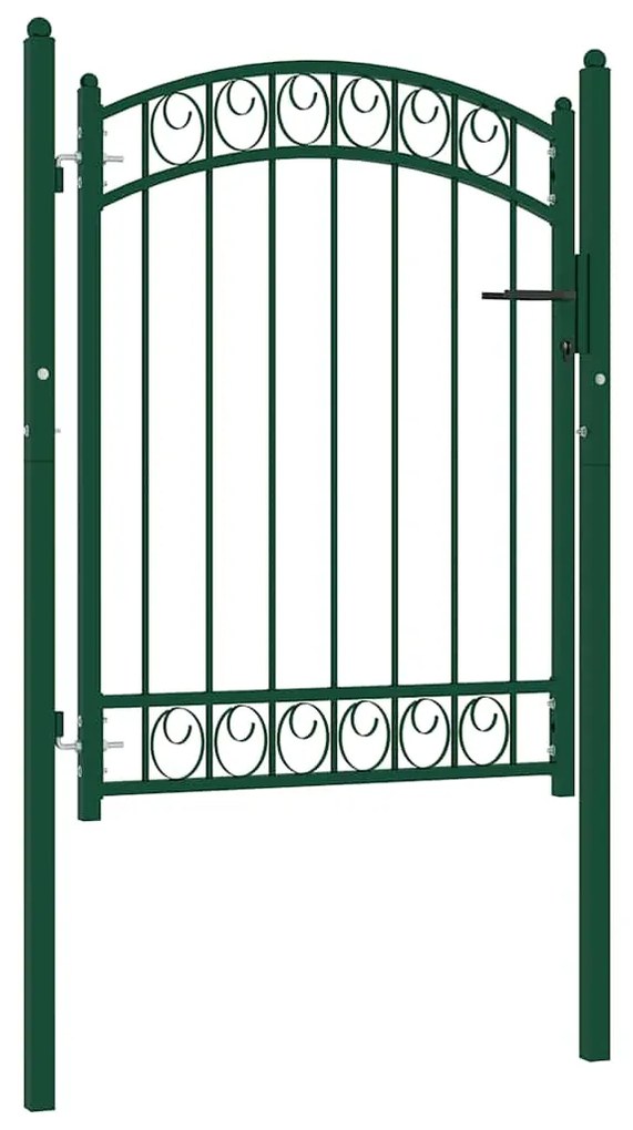 vidaXL Portão para cerca com topo arqueado 100x125 cm aço verde