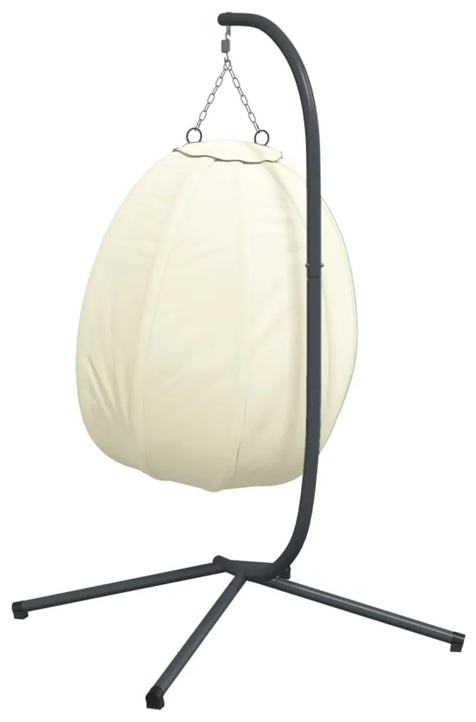 Cadeira em forma de ovo suspensa com suporte tecido/aço bege