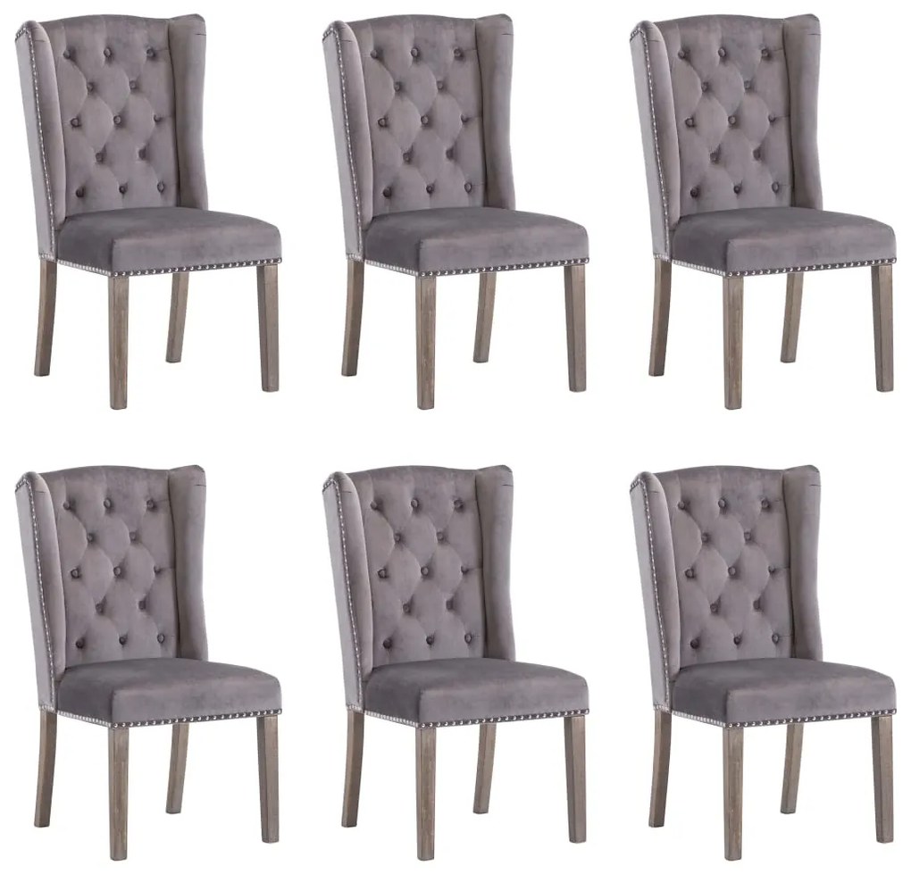vidaXL Cadeiras de jantar 6 pcs veludo cinzento