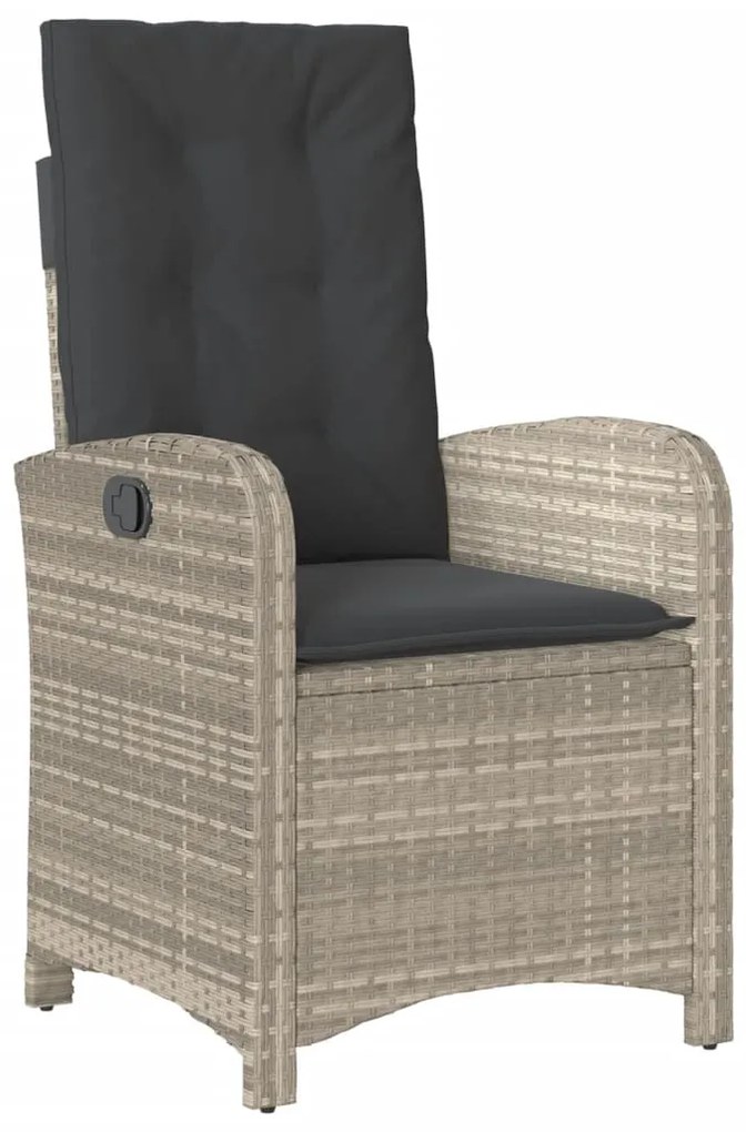 7 pcs conj. jantar p/ jardim c/ almofadões vime PE cinza-claro