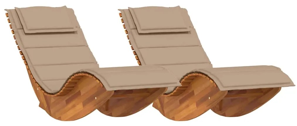 Espreguiçadeiras de Balanço com Almofadas 2 pcs Madeira Sólida de Acác