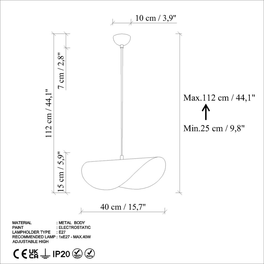 Candeeiro Vatoz – Mint – 40 x 25 x 15 cm