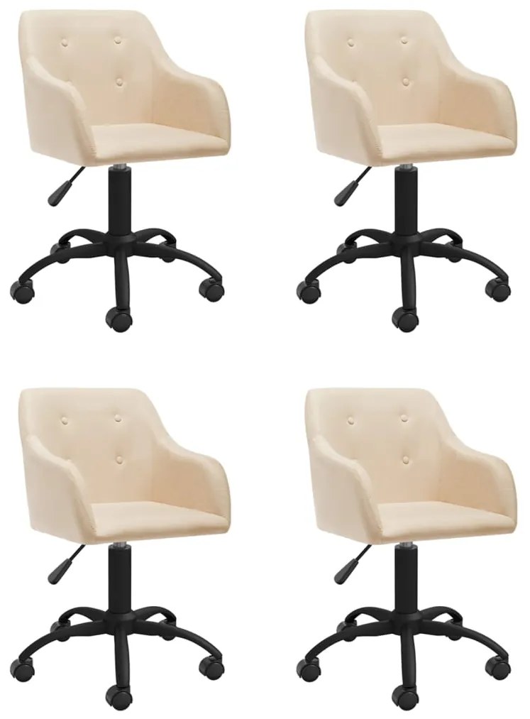 vidaXL Cadeiras de jantar giratórias 4 pcs tecido cor creme