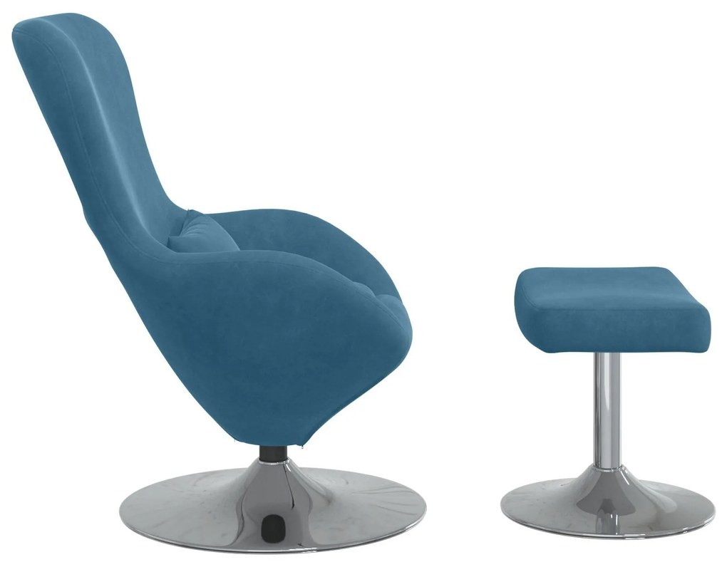 Poltrona Egg vidaXL com apoio para os pés em veludo azul