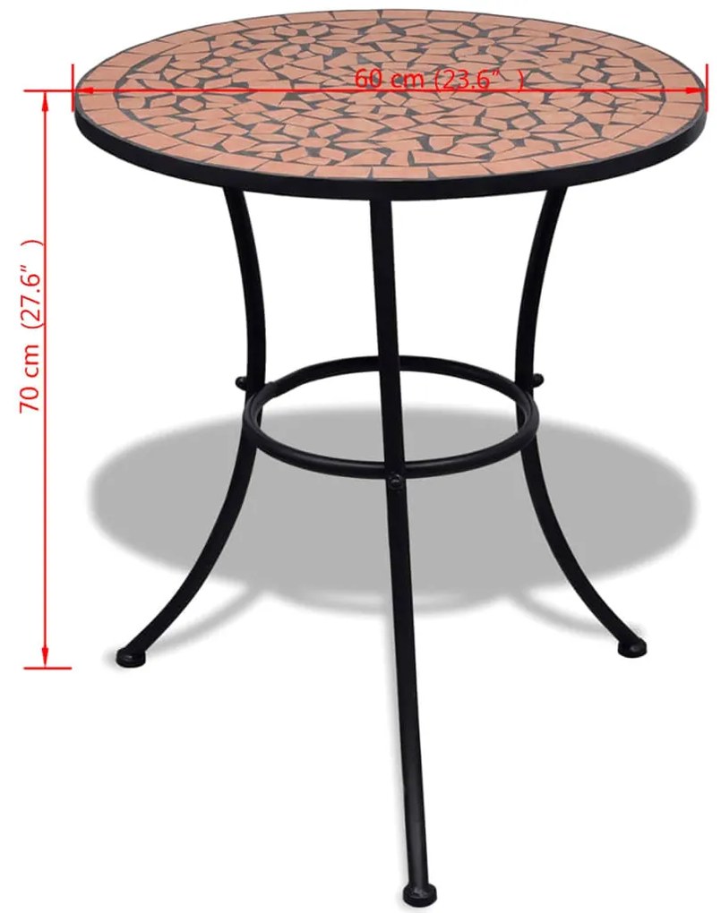 Mesa de bistrô 60 cm mosaico cor terracota