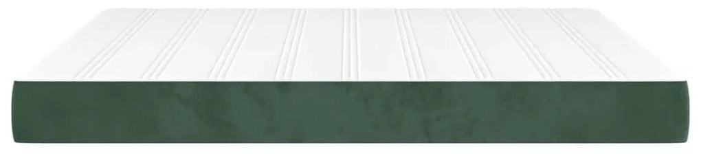 Colchão de molas ensacadas 160x220x20 cm veludo verde-escuro