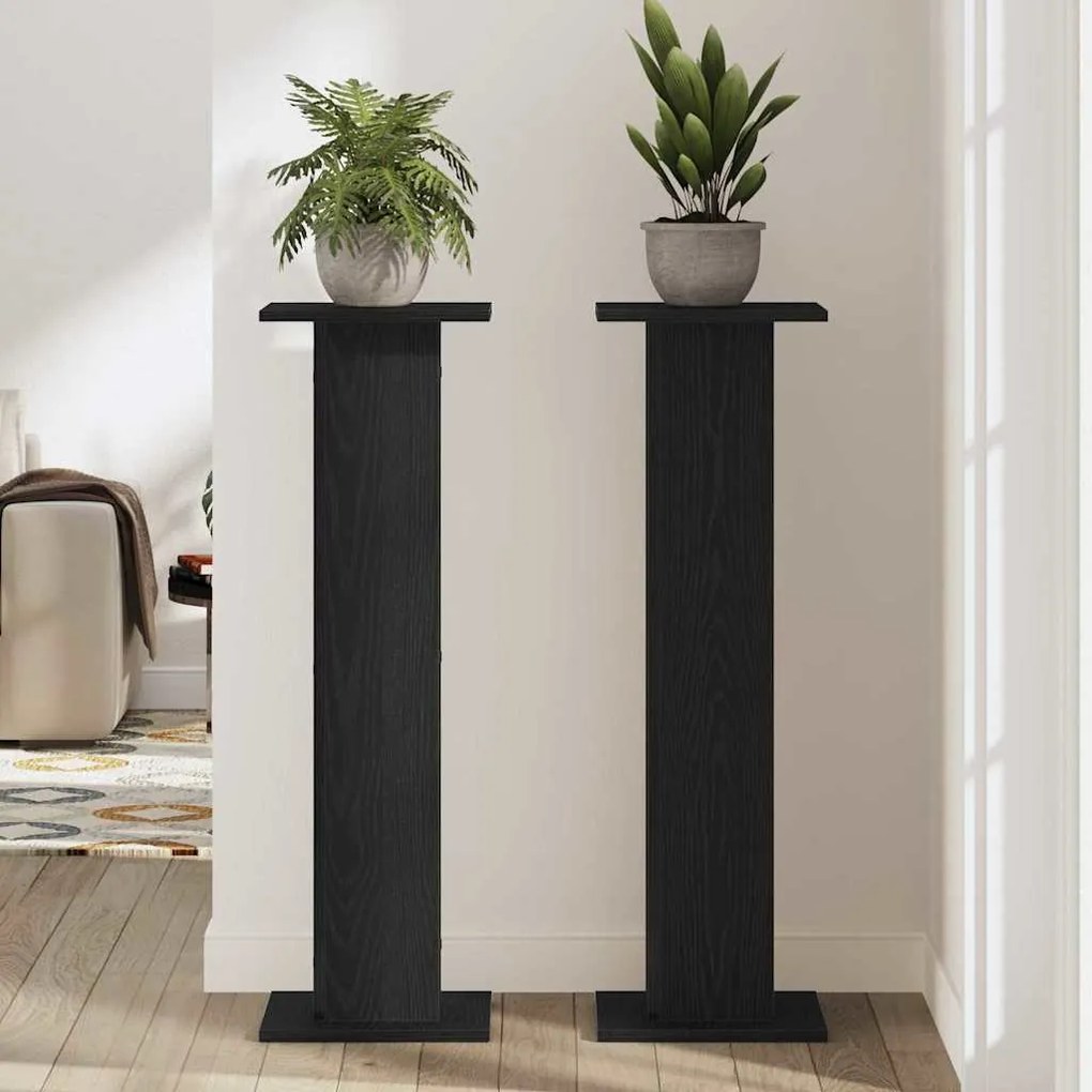 Suporte para Plantas vidaXL 2 pcs Carvalho Preto 30x30x95 cm Madeira C