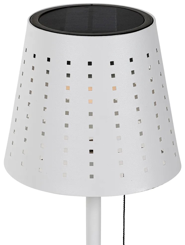 Candeeiro de mesa exterior branco com LED recarregável e solar com 3 níveis de luminosidade - Ferre Design
