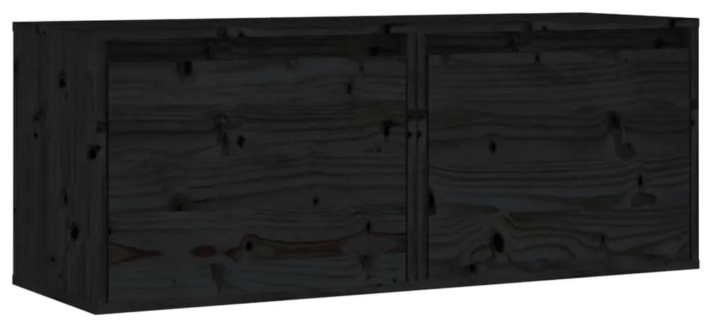 Armários de parede 2 pcs 45x30x35 cm pinho maciço preto