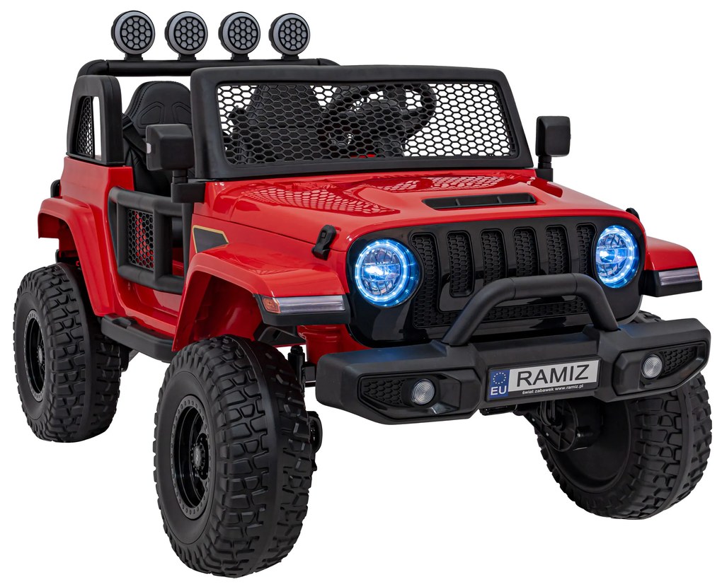 Jipe elétrico para Crianças OFF-ROAD 3.0 12V 4x4 Rodas Espuma EVA, Assento couro ecológico Vermelho