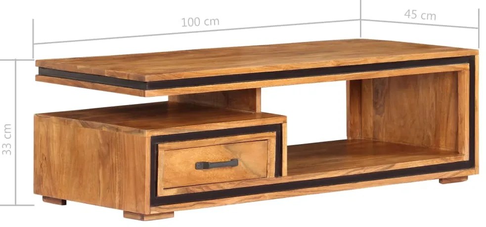 Mesa de centro 100x45x33 cm madeira de acácia maciça