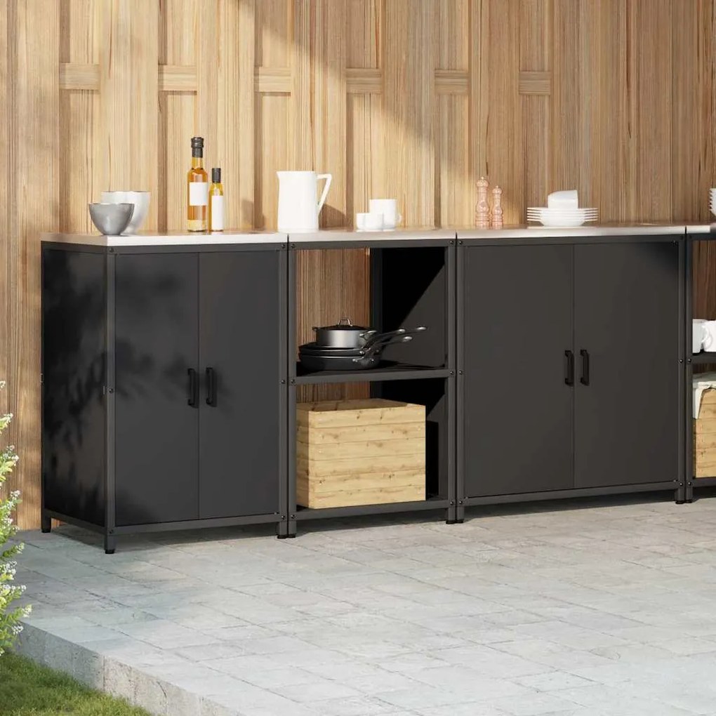 Conjunto de Armazenamento de Cozinha com prateleira Outros 3 pcs Preto