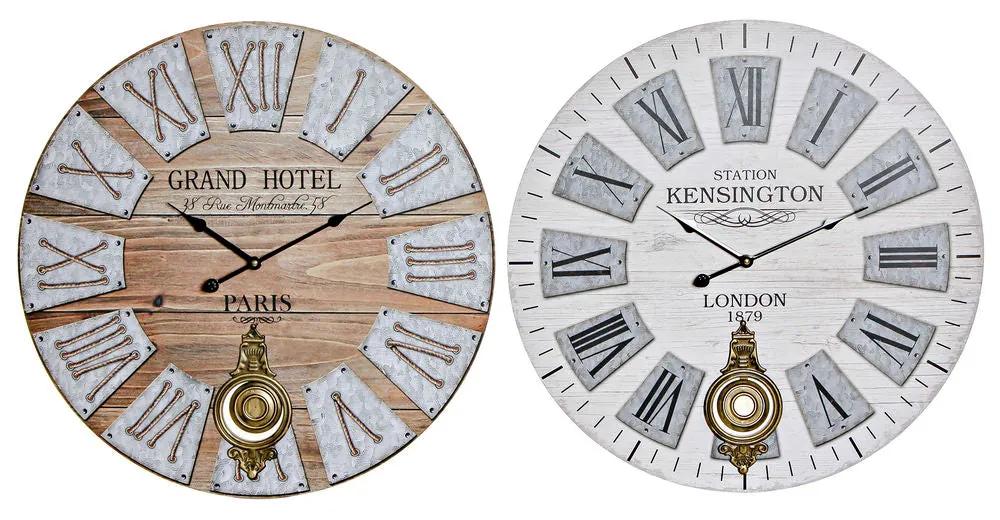 Relógio de Parede DKD Home Decor Grand Hotel Metal Madeira MDF (2 pcs) (58 x 4 x 58 cm)