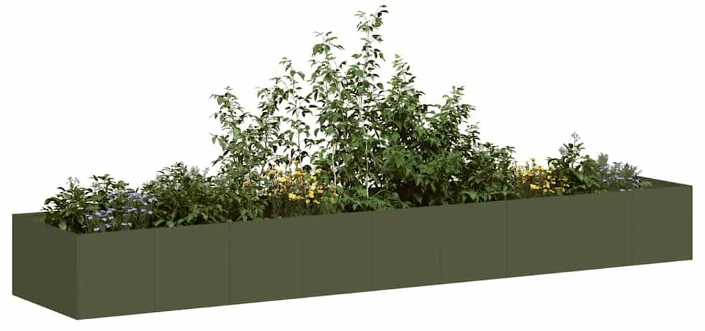 vidaXL Vaso/floreira 360x80x40 cm aço verde azeitona