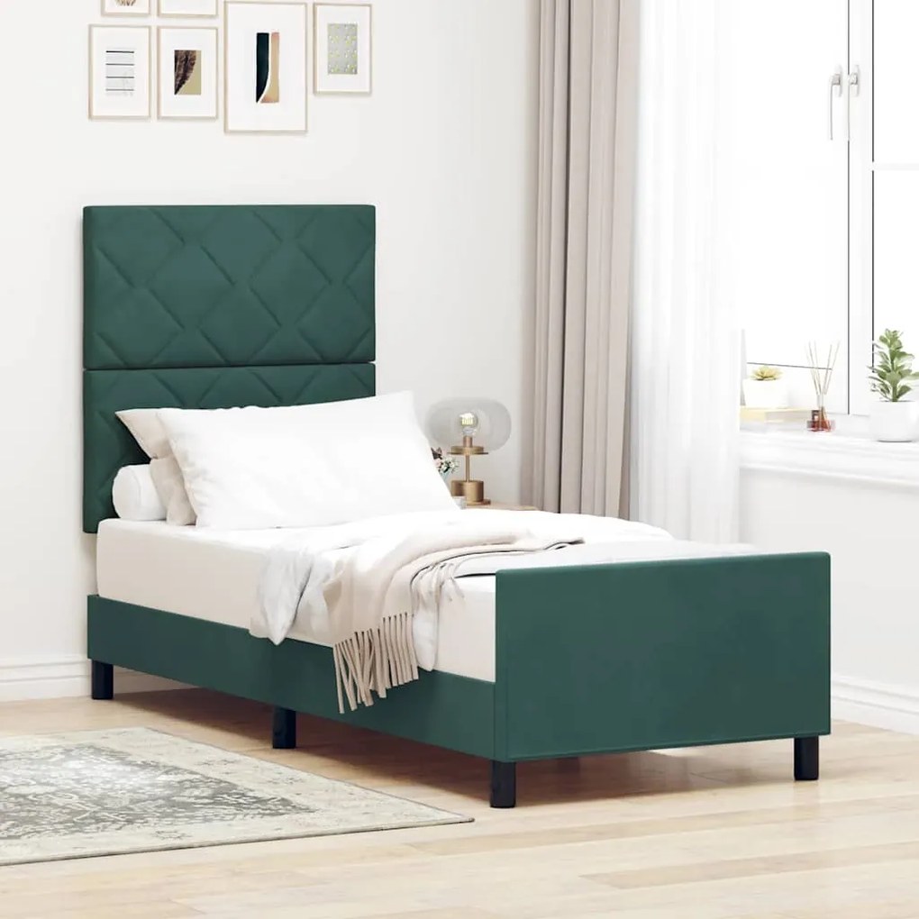 vidaXL Cama Box com cabeceira Verde Escuro 80 x 200 cm Veludo