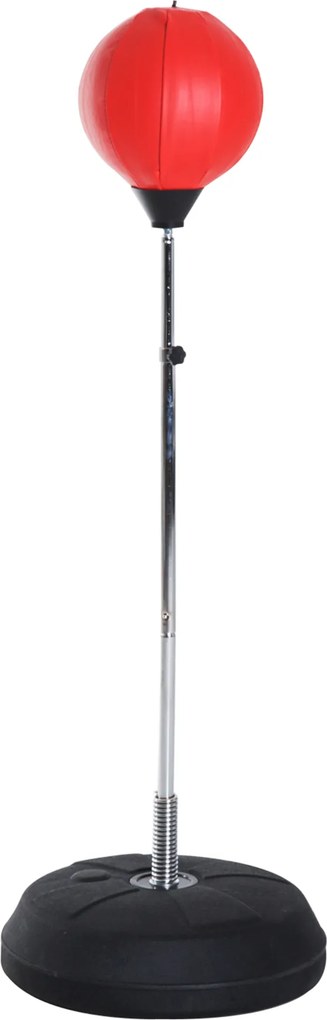 Saco de Boxe de Pé Punching Ball com Altura Ajustável em 4 Níveis Base Preenchível e Luvas Ø43x126-144 cm Vermelho e Preto