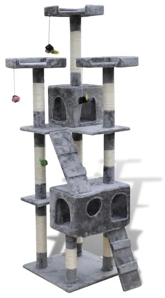 Arranhador para Gatos com 2 Condomínios 170 cm Cinzento