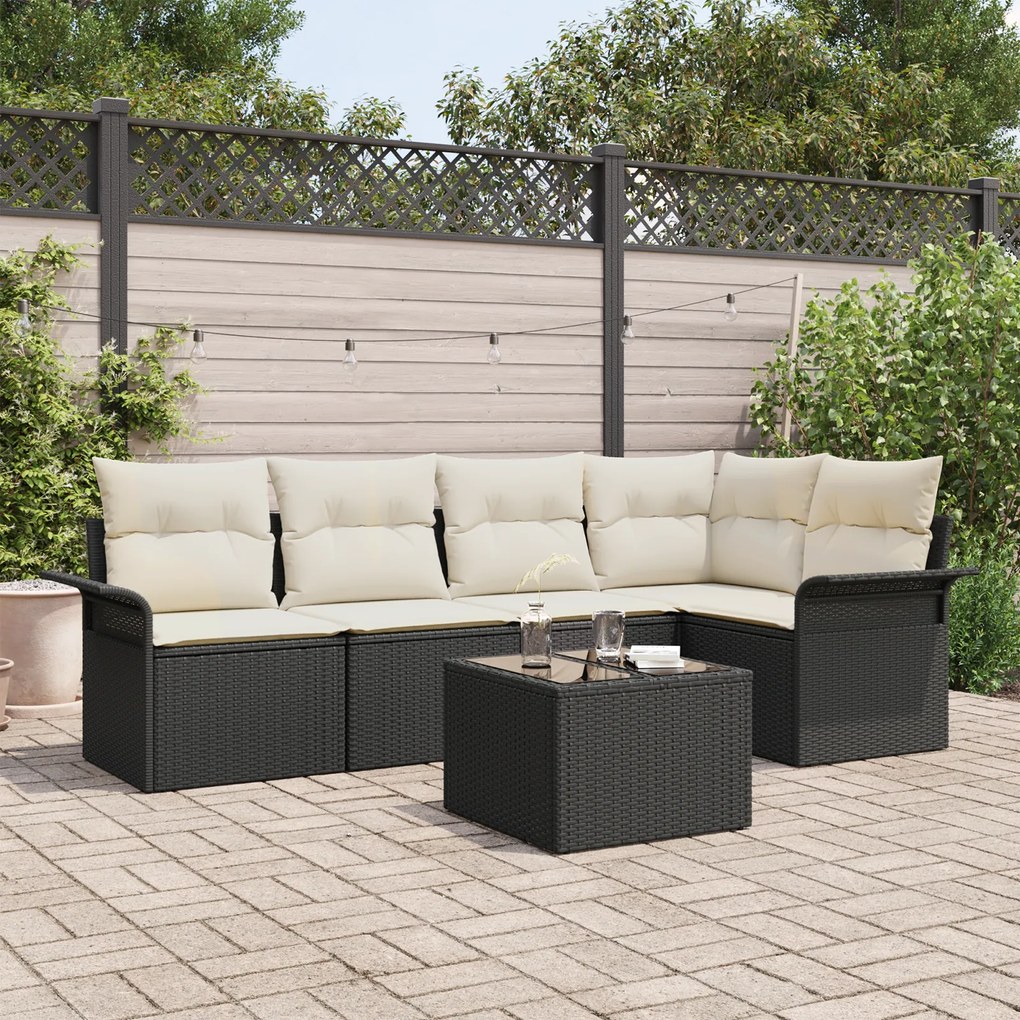 Conjunto de Sofá de Jardim vidaXL de 5 peças com Almofadas Vime Poliéster Marrom