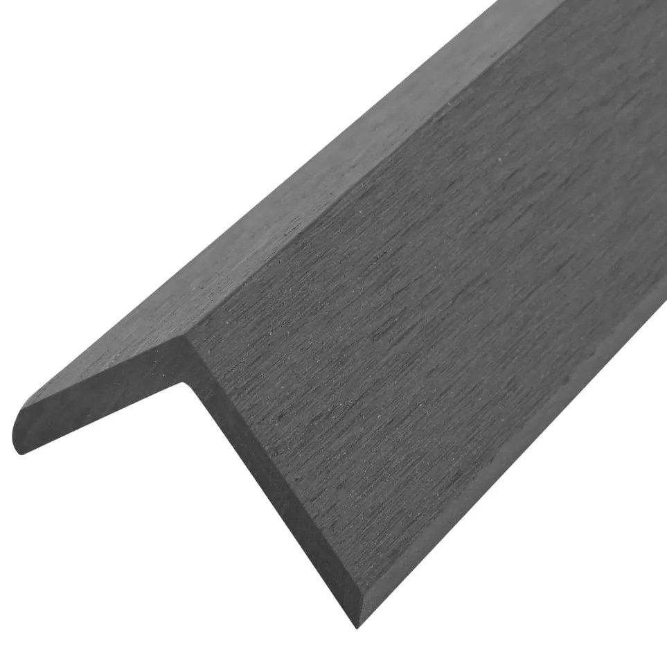 Perfis angulares p/ pavimento em WPC 5 pcs 170 cm cinzento