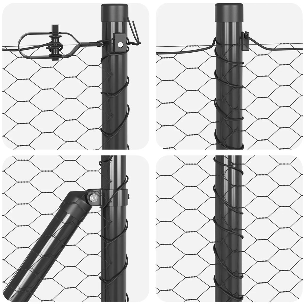 Cerca Hexagonal vidaXL Cinza 0.4x100 m Aço, Postes de Cerca vidaXL com