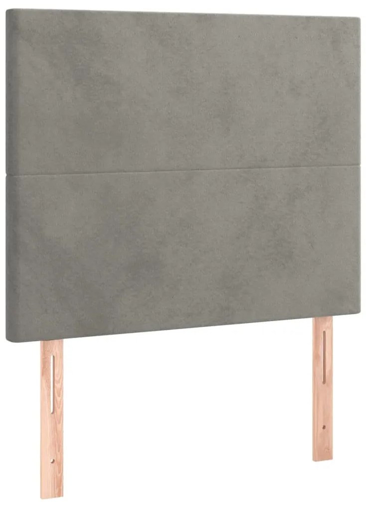 Cama box spring c/ colchão/LED 90x190 cm veludo cinzento-claro