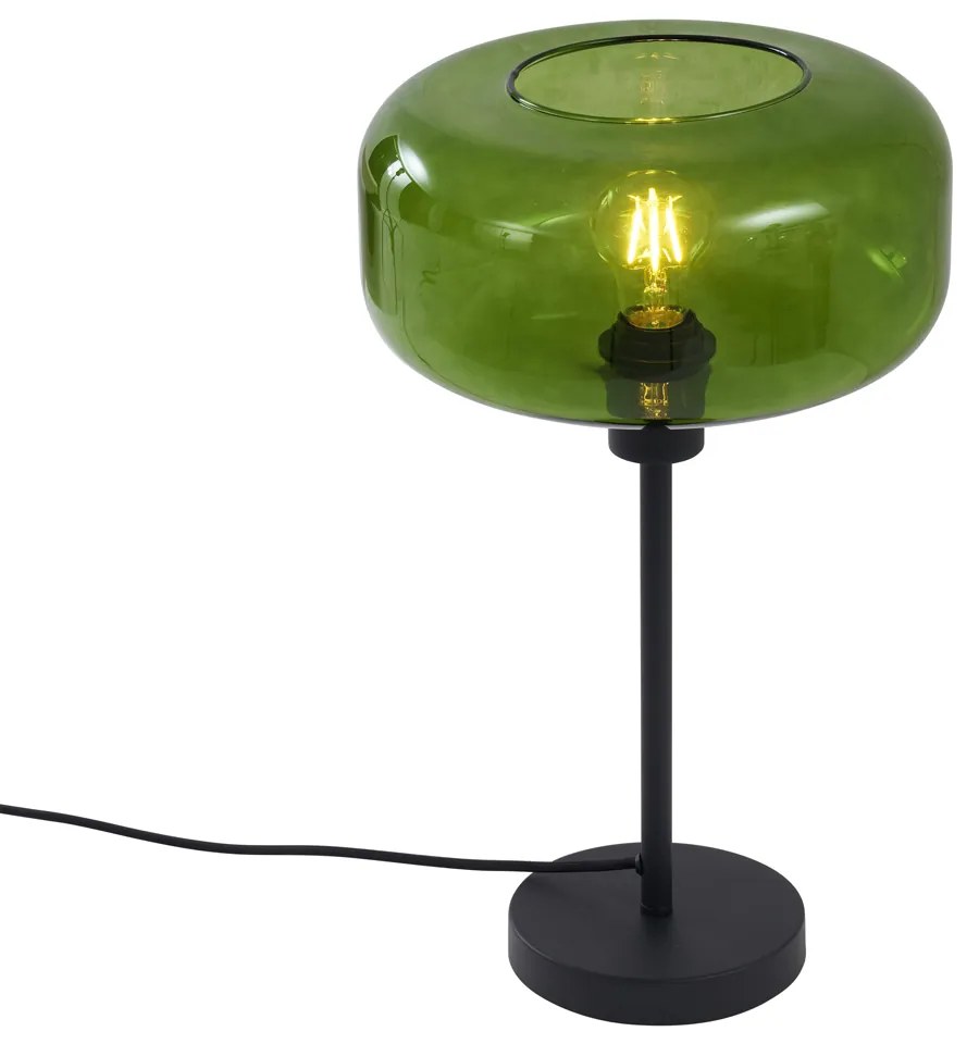 Candeeiro de Mesa Retro Preto com Vidro Verde - Bizle Retro