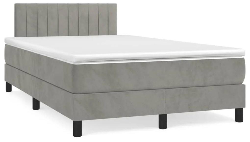 vidaXL Cama boxspring com colchão 120x190 cm veludo cinzento-claro