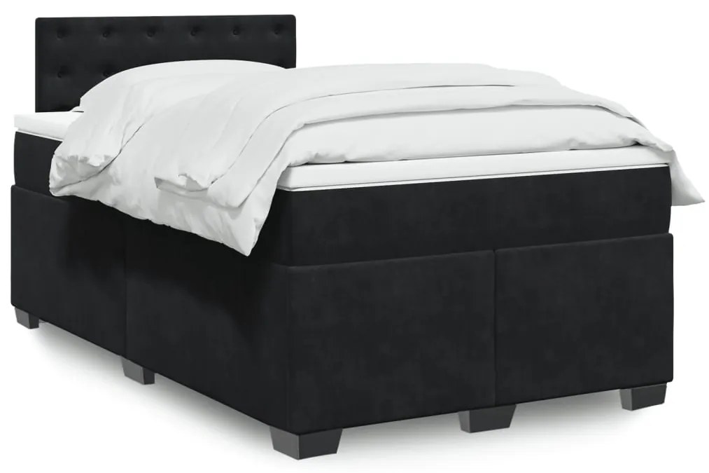 Cama boxspring com colchão 120x190 cm veludo preto