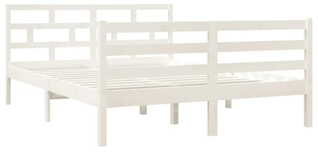 Estrutura de cama 140x190 cm madeira de pinho maciça branco