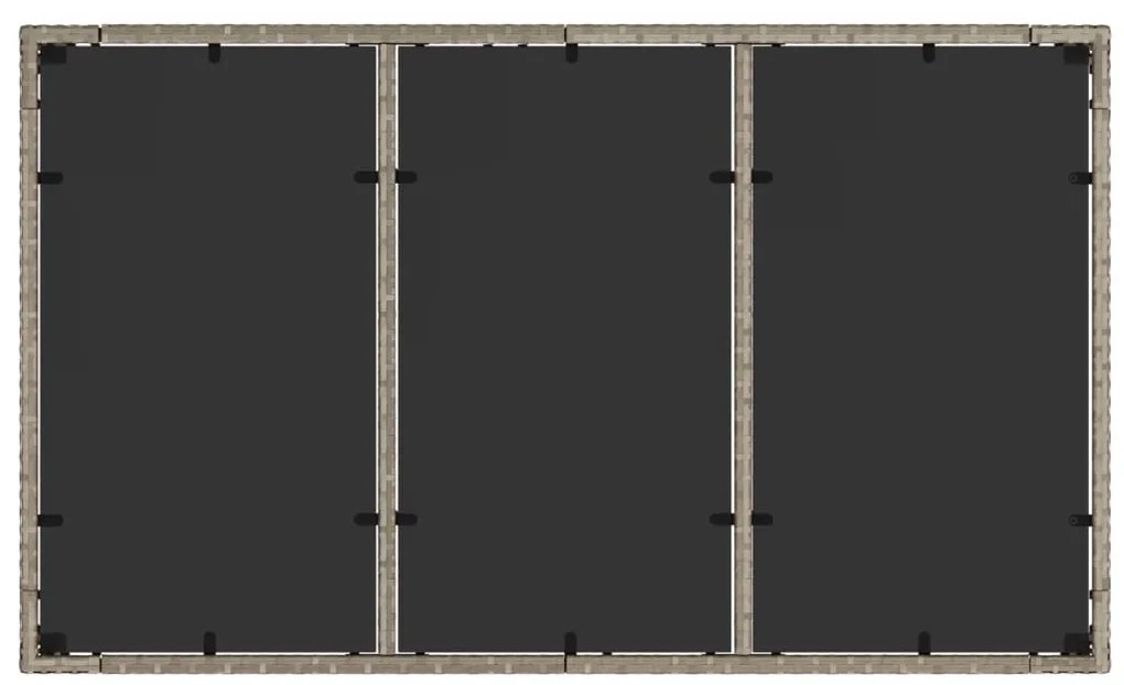 Mesa de jardim c/ tampo vidro 150x90x75 cm vime PE cinza-claro