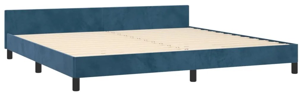 Estrutura de cama sem colchão 200x200 cm veludo azul-escuro