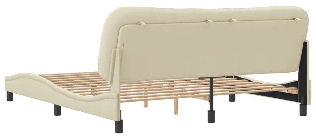 Estrutura de cama sem colchão 180x200 cm tecido cor creme