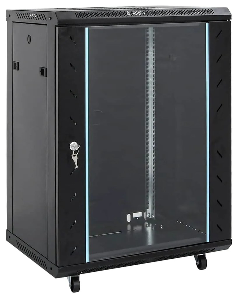 vidaXL Armário bastidor 15U 19" IP20 60x45x86 cm preto
