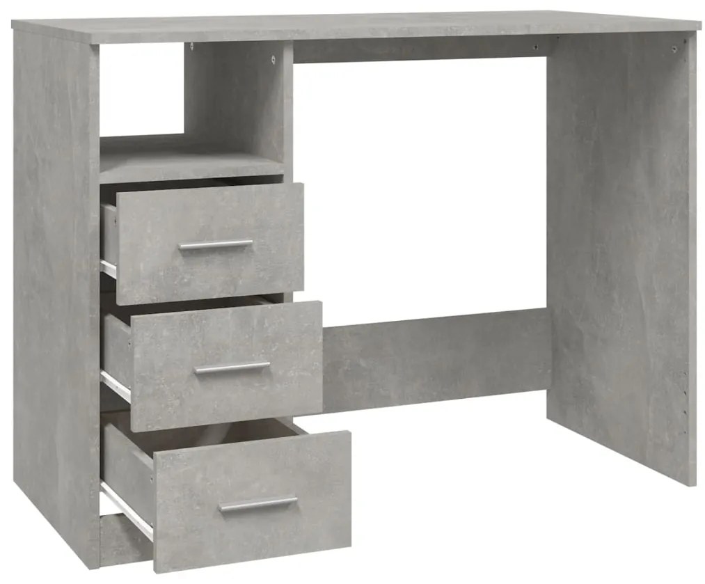 Secretária c/ gavetas 102x50x76 derivados madeira cinza cimento