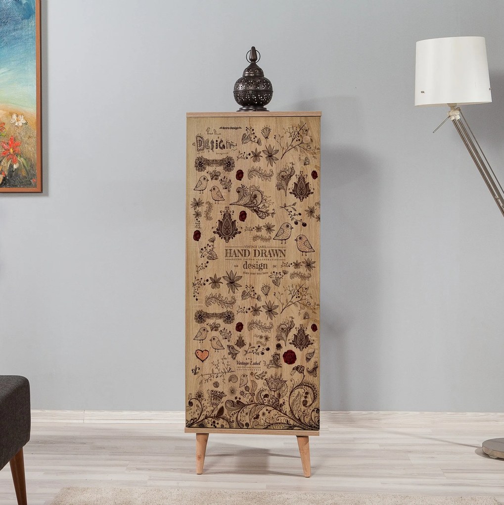 Armário para Calçado Filinta – Carvalho Sonoma – 50x135x38 cm