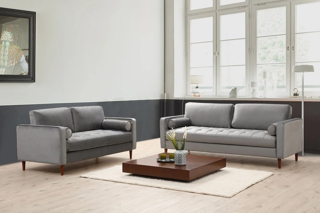 **** Sofá de 3 Lugares Rome – Cinzento Claro – 215x90x70 cm

**