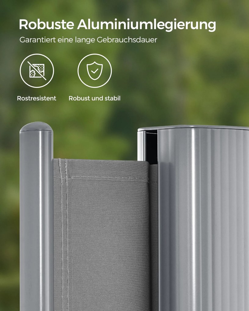 Toldo lateral 180 x 350 cm extensível cinzento