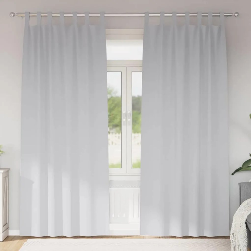 vidaXL Cortinas com cortinas 2 pcs Cinza Claro 245 x 140 cm Poliéster