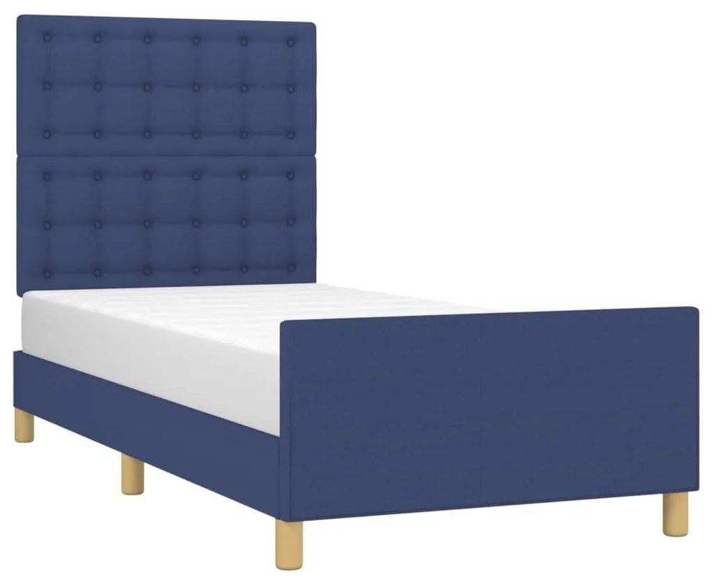 Estrutura de cama sem colchão 90x200 cm tecido azul