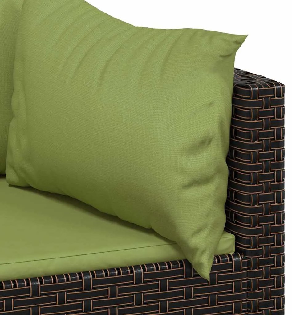 3 pcs conjunto lounge jardim c/ almofadões vime PE castanho