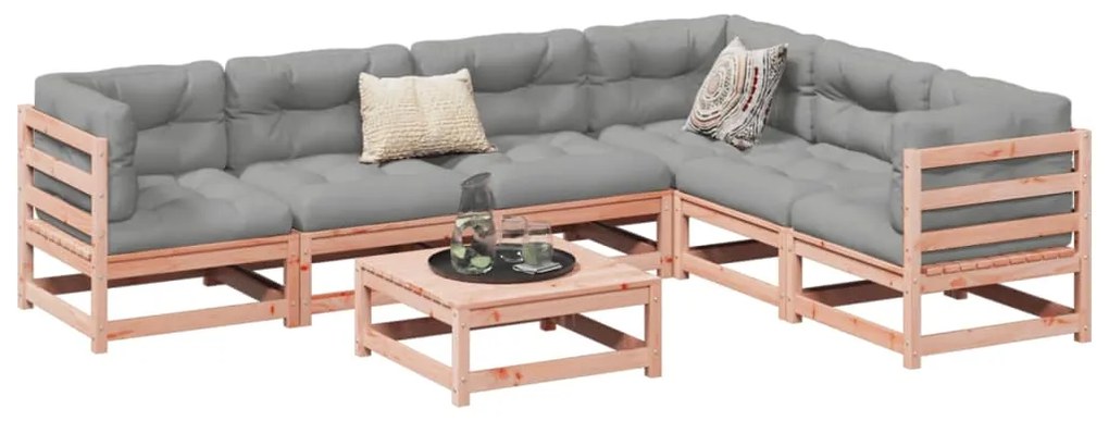 vidaXL 7 pcs conj. sofás jardim c/ almofadões madeira abeto-de-douglas