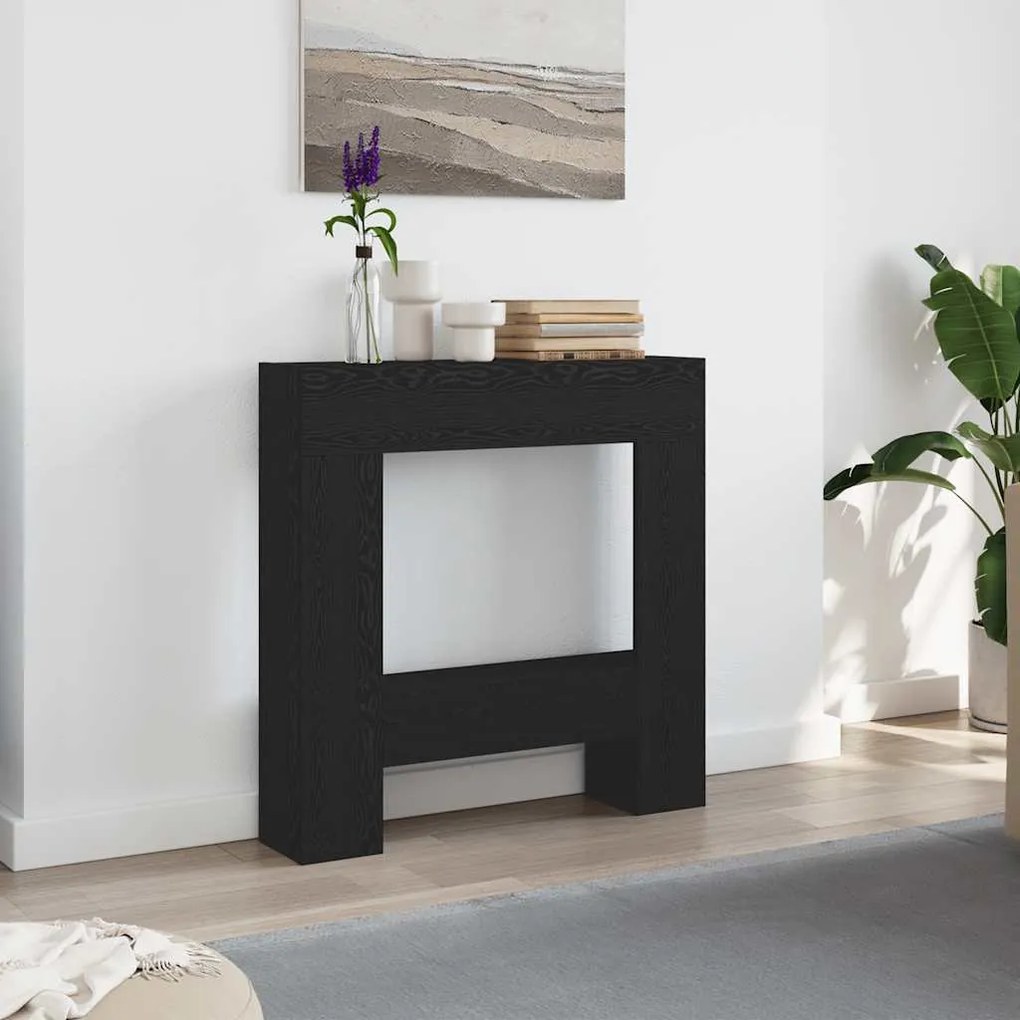 Cornija de lareira 81x18x82 cm deriv. de madeira carvalho preto