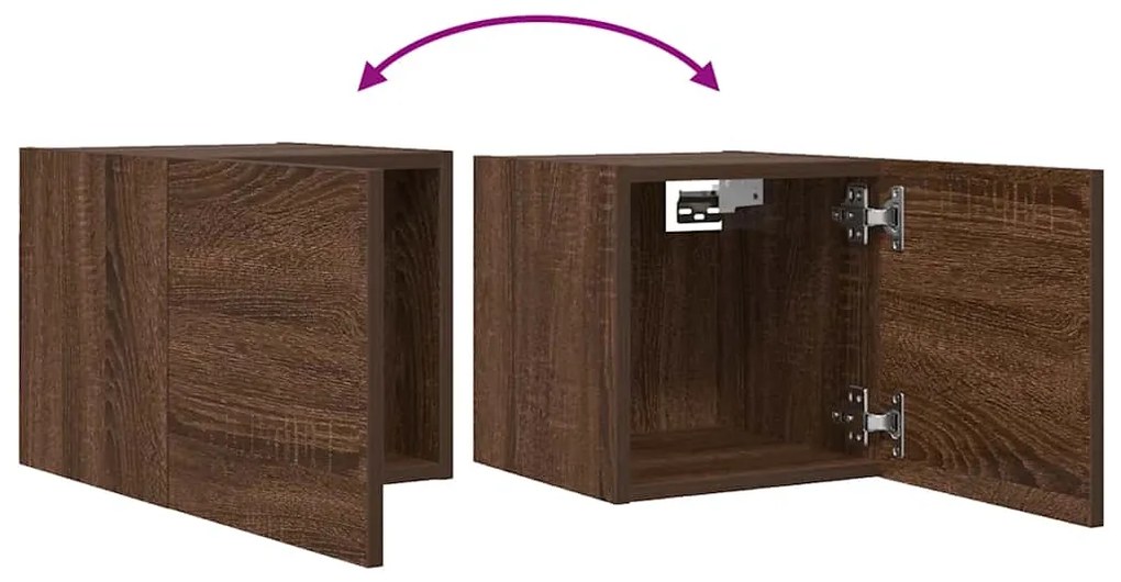 Móveis de TV de parede 2pcs 30,5x30x30 cm cor carvalho castanho